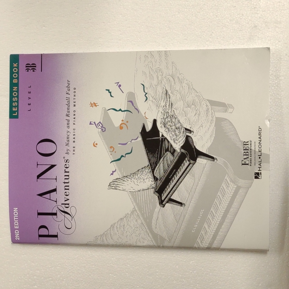 Piano Adventures level 3B lesson book 2nd edition by Nancy and Randall Faber.